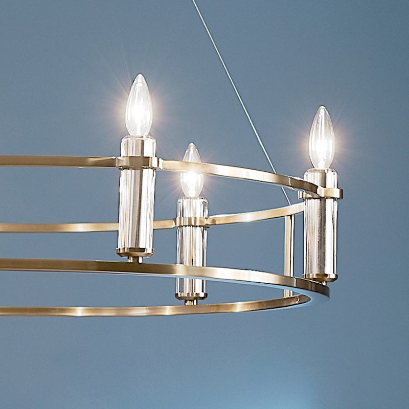 Kichler Rosalind 31in 3-Light Chandelier | Polished Nickel Steel | Dining Room & Living Room | 31 in H, 8.25 in Dia | Model 52493PN