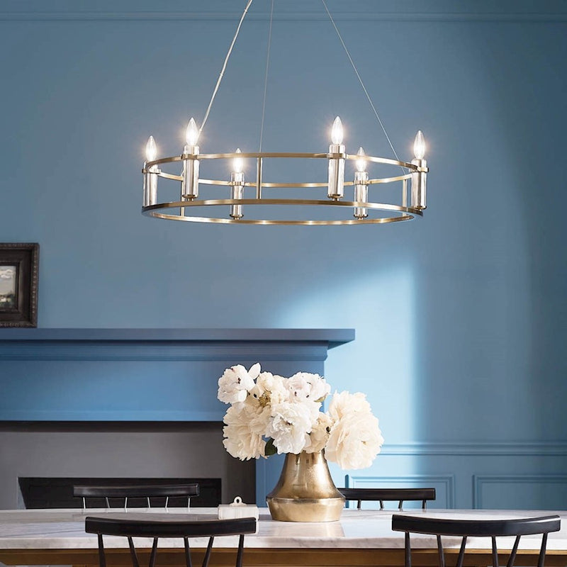 Kichler Rosalind 31in 3-Light Chandelier | Polished Nickel Steel | Dining Room & Living Room | 31 in H, 8.25 in Dia | Model 52493PN