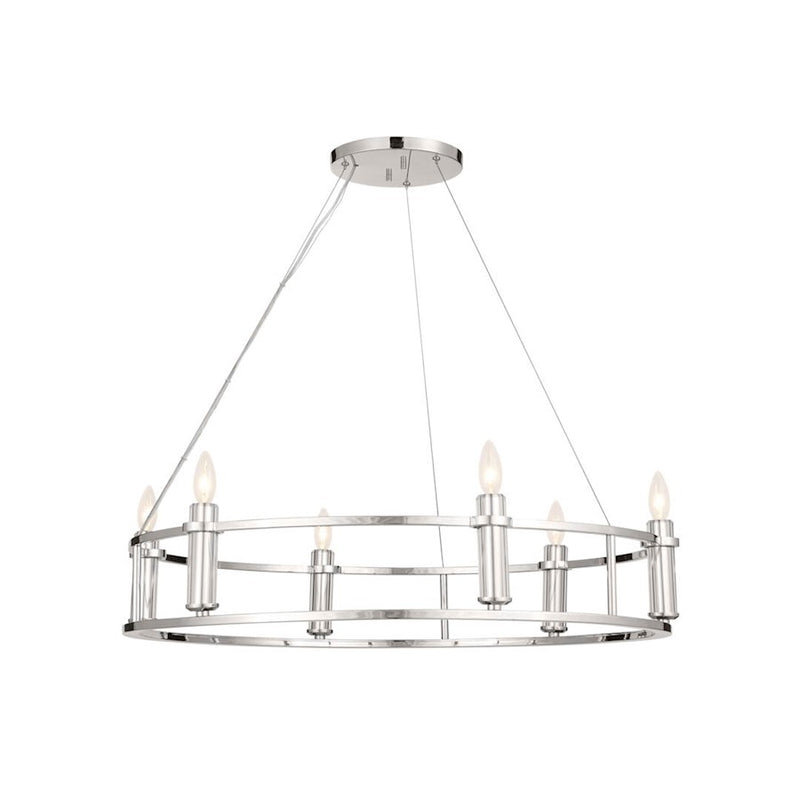 Kichler Rosalind 31in 3-Light Chandelier | Polished Nickel Steel | Dining Room & Living Room | 31 in H, 8.25 in Dia | Model 52493PN