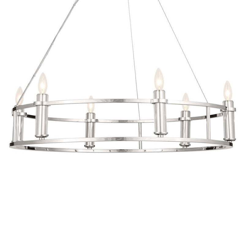 Kichler Rosalind 31in 3-Light Chandelier | Polished Nickel Steel | Dining Room & Living Room | 31 in H, 8.25 in Dia | Model 52493PN