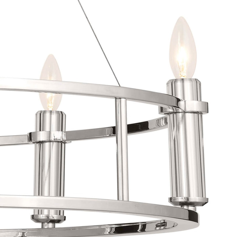 Kichler Rosalind 31in 3-Light Chandelier | Polished Nickel Steel | Dining Room & Living Room | 31 in H, 8.25 in Dia | Model 52493PN