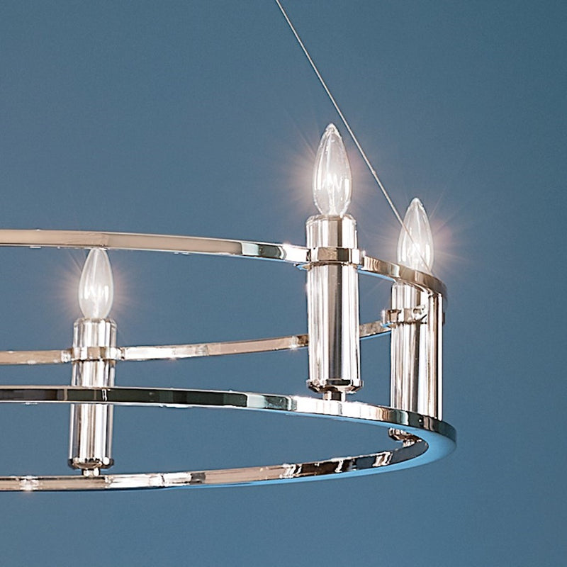Kichler Rosalind 31in 3-Light Chandelier | Polished Nickel Steel | Dining Room & Living Room | 31 in H, 8.25 in Dia | Model 52493PN