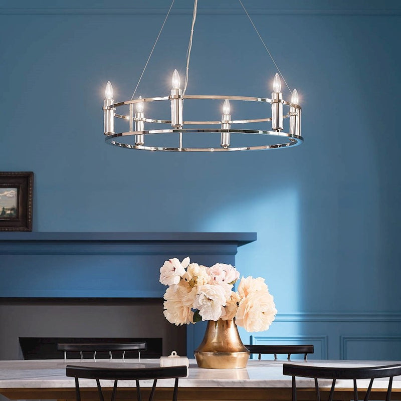 Kichler Rosalind 31in 3-Light Chandelier | Polished Nickel Steel | Dining Room & Living Room | 31 in H, 8.25 in Dia | Model 52493PN