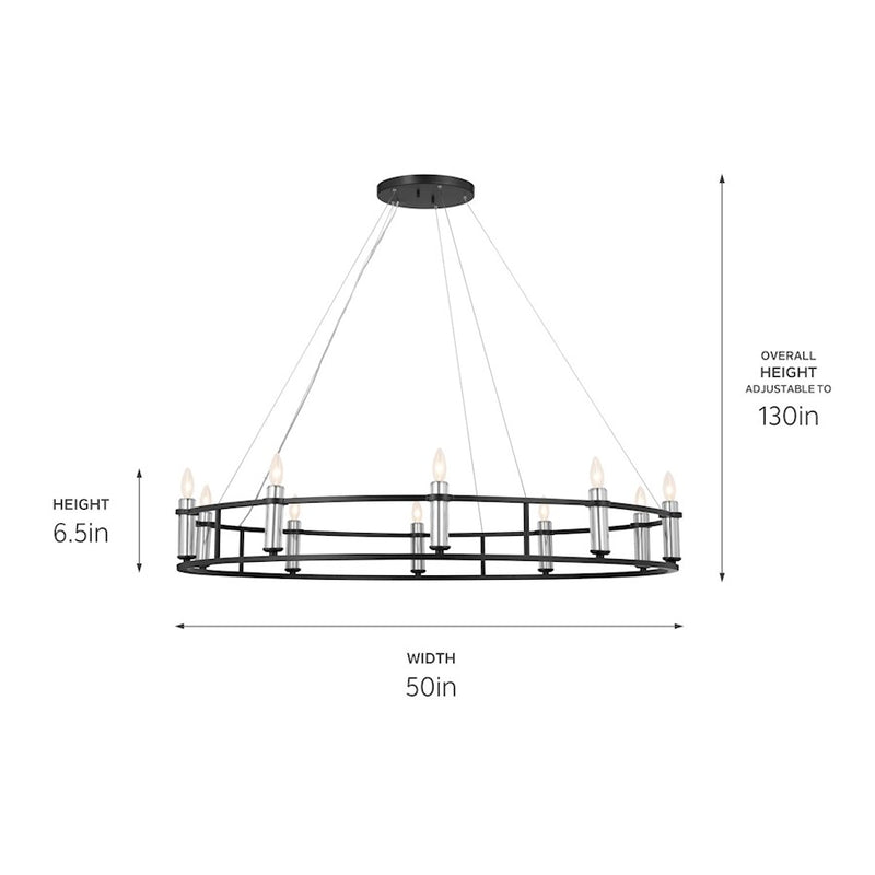Kichler Rosalind 40in 10-Light Chandelier | Updated Traditional Polished Nickel | Dining Room & Living Room | 40 x 40 x 40 in | Model 52491PN