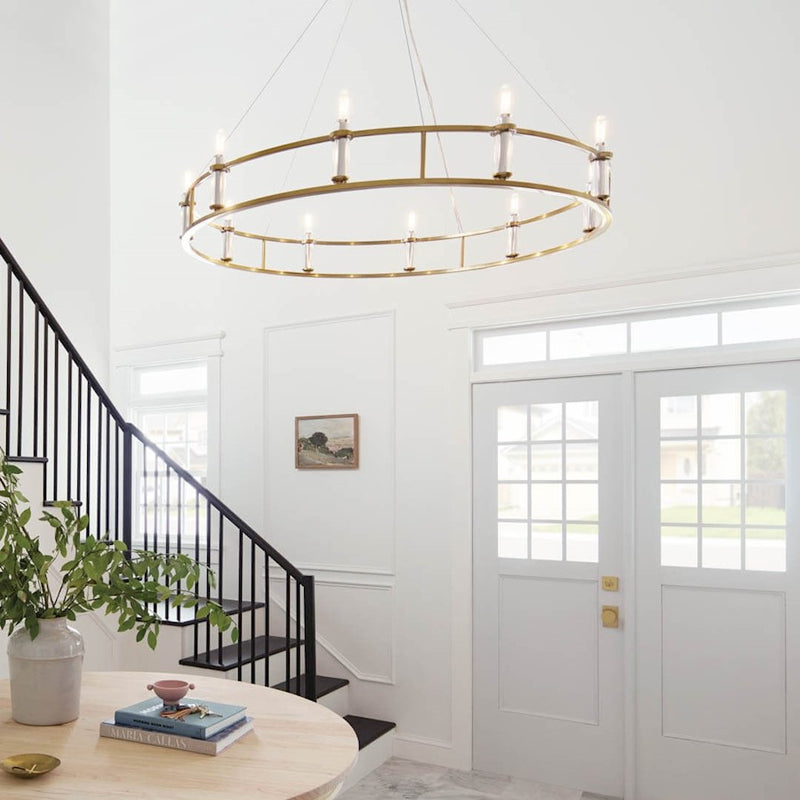 Kichler Rosalind 40in 10-Light Chandelier | Updated Traditional Polished Nickel | Dining Room & Living Room | 40 x 40 x 40 in | Model 52491PN