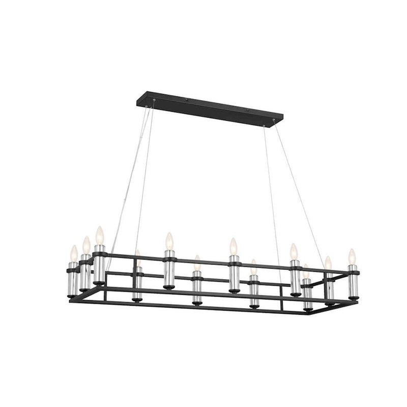 Kichler Rosalind 45in 12-Light Linear Chandelier | Traditional Polished Nickel Steel | Dining Room & Great Room | 45 x 17 x 31 in | Model 52492PN