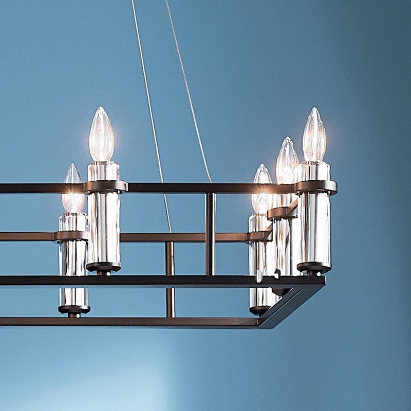 Kichler Rosalind 45in 12-Light Linear Chandelier | Traditional Polished Nickel Steel | Dining Room & Great Room | 45 x 17 x 31 in | Model 52492PN