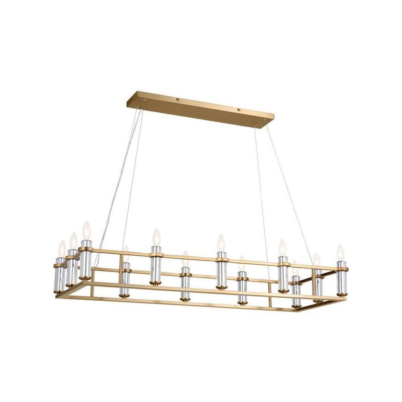 Kichler Rosalind 45in 12-Light Linear Chandelier | Traditional Polished Nickel Steel | Dining Room & Great Room | 45 x 17 x 31 in | Model 52492PN