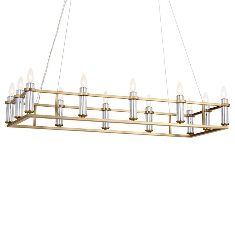 Kichler Rosalind 45in 12-Light Linear Chandelier | Traditional Polished Nickel Steel | Dining Room & Great Room | 45 x 17 x 31 in | Model 52492PN
