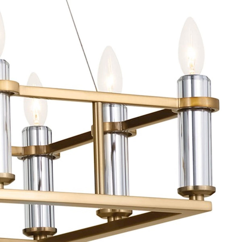 Kichler Rosalind 45in 12-Light Linear Chandelier | Traditional Polished Nickel Steel | Dining Room & Great Room | 45 x 17 x 31 in | Model 52492PN