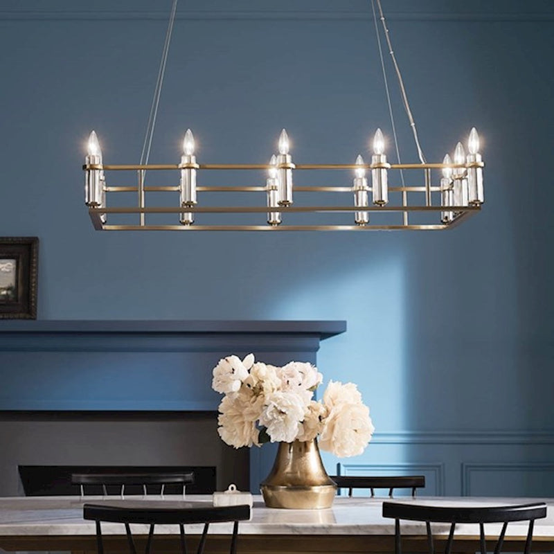 Kichler Rosalind 45in 12-Light Linear Chandelier | Traditional Polished Nickel Steel | Dining Room & Great Room | 45 x 17 x 31 in | Model 52492PN