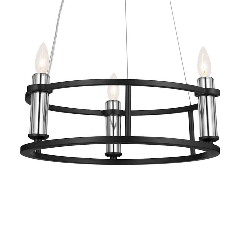 Kichler Rosalind 31in 3-Light Chandelier | Polished Nickel Steel | Dining Room & Living Room | 31 in H, 8.25 in Dia | Model 52493PN