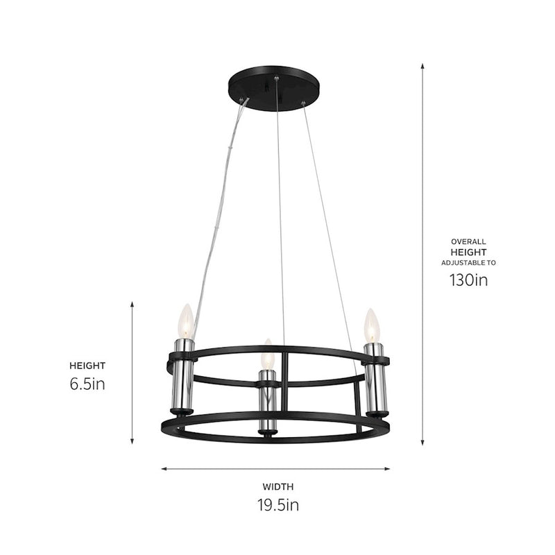 Kichler Rosalind 31in 3-Light Chandelier | Polished Nickel Steel | Dining Room & Living Room | 31 in H, 8.25 in Dia | Model 52493PN