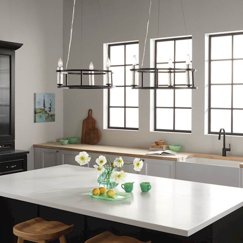 Kichler Rosalind 31in 3-Light Chandelier | Polished Nickel Steel | Dining Room & Living Room | 31 in H, 8.25 in Dia | Model 52493PN