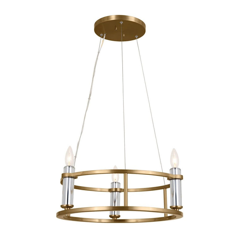 Kichler Rosalind 31in 3-Light Chandelier | Polished Nickel Steel | Dining Room & Living Room | 31 in H, 8.25 in Dia | Model 52493PN