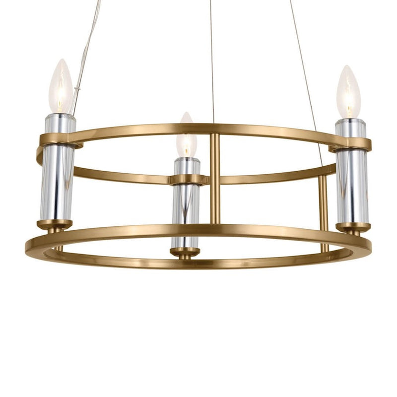Kichler Rosalind 31in 3-Light Chandelier | Polished Nickel Steel | Dining Room & Living Room | 31 in H, 8.25 in Dia | Model 52493PN