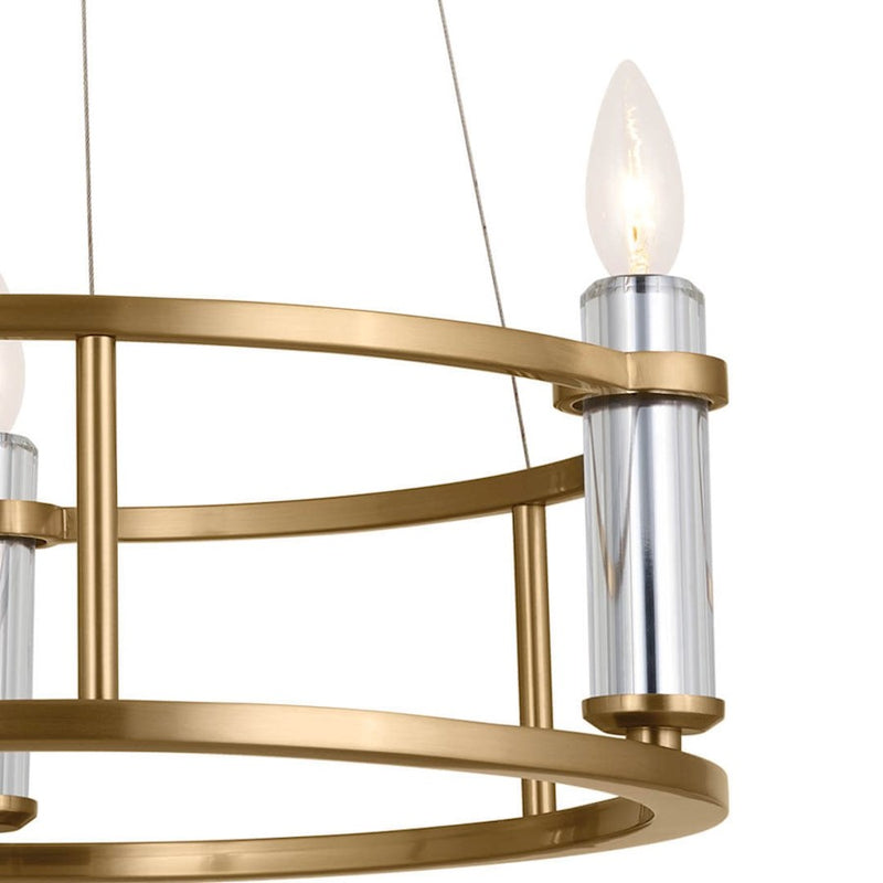 Kichler Rosalind 31in 3-Light Chandelier | Polished Nickel Steel | Dining Room & Living Room | 31 in H, 8.25 in Dia | Model 52493PN