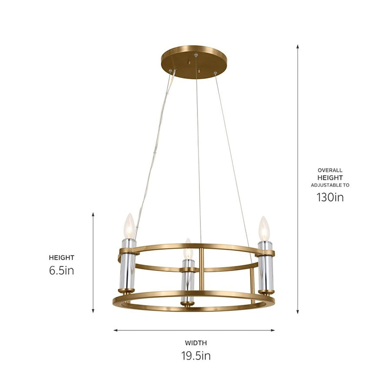 Kichler Rosalind 31in 3-Light Chandelier | Polished Nickel Steel | Dining Room & Living Room | 31 in H, 8.25 in Dia | Model 52493PN