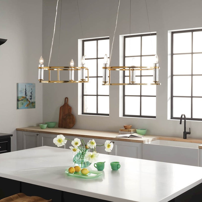 Kichler Rosalind 31in 3-Light Chandelier | Polished Nickel Steel | Dining Room & Living Room | 31 in H, 8.25 in Dia | Model 52493PN