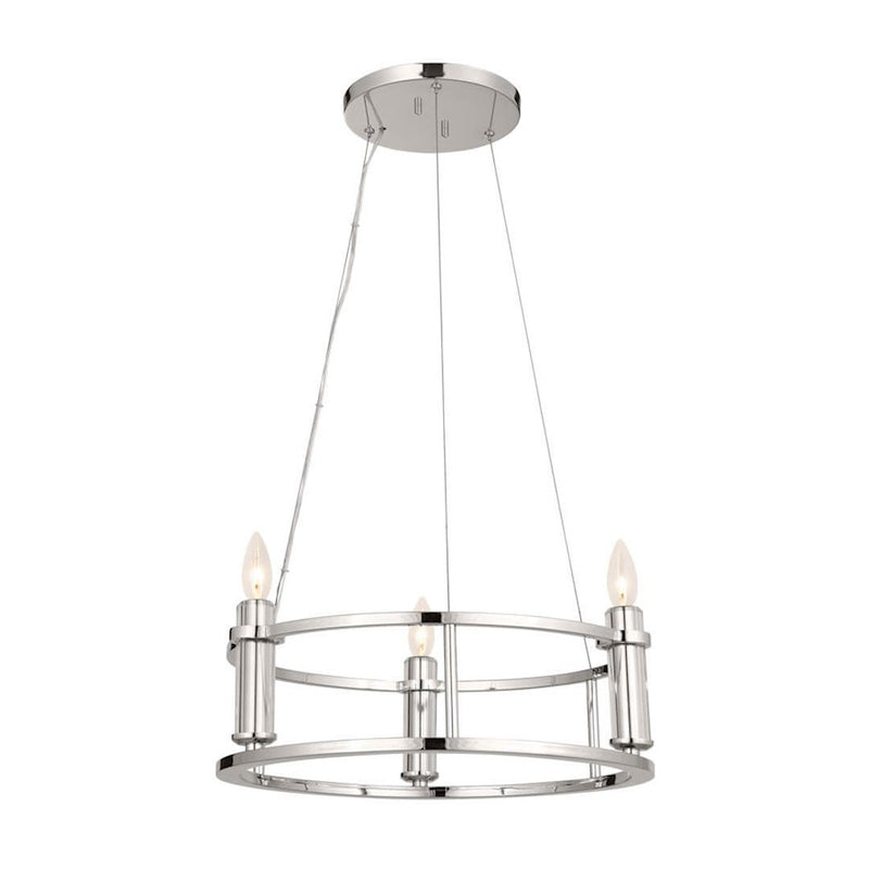 Kichler Rosalind 31in 3-Light Chandelier | Polished Nickel Steel | Dining Room & Living Room | 31 in H, 8.25 in Dia | Model 52493PN