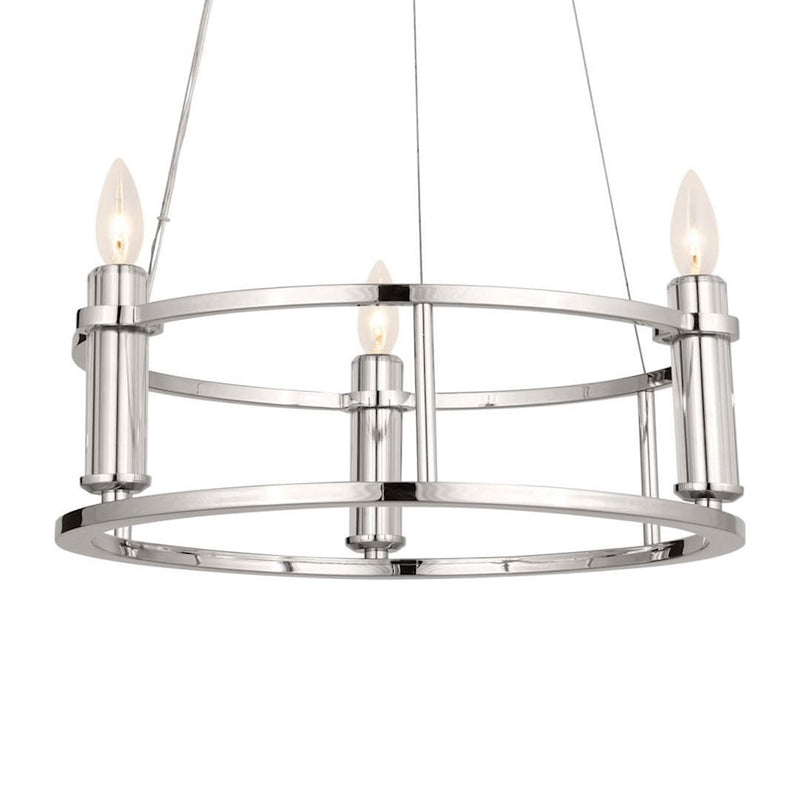 Kichler Rosalind 31in 3-Light Chandelier | Polished Nickel Steel | Dining Room & Living Room | 31 in H, 8.25 in Dia | Model 52493PN