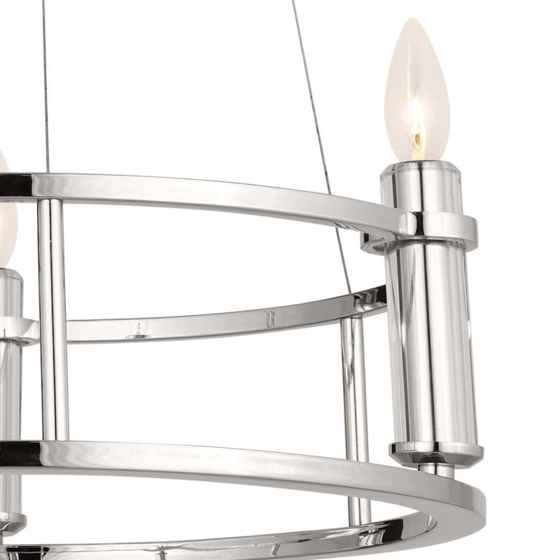 Kichler Rosalind 31in 3-Light Chandelier | Polished Nickel Steel | Dining Room & Living Room | 31 in H, 8.25 in Dia | Model 52493PN