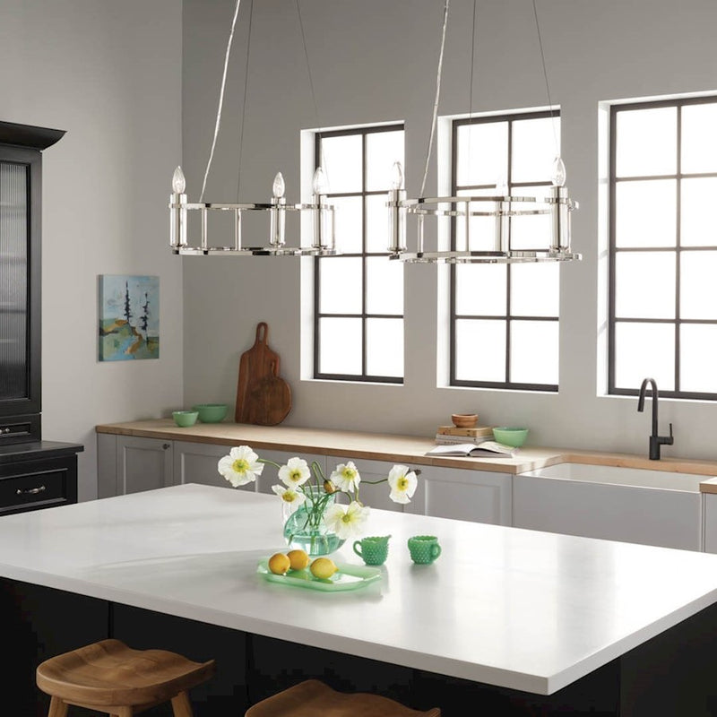 Kichler Rosalind 31in 3-Light Chandelier | Polished Nickel Steel | Dining Room & Living Room | 31 in H, 8.25 in Dia | Model 52493PN