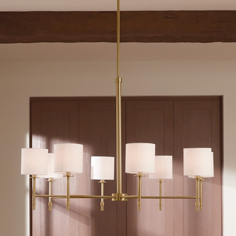 Kichler Ali 4-Light Chandelier | Updated Traditional Polished Nickel and Fabric Shade | Dining Room & Living Room | 20 in H | Model 52504PN