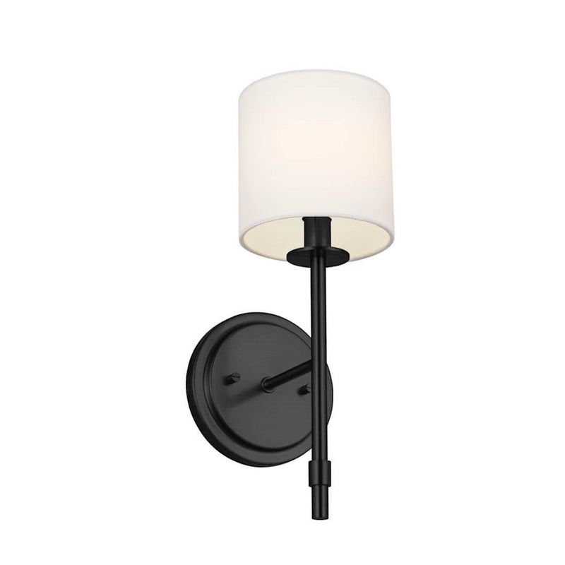 Kichler Ali 5in 1-Light Wall Sconce | Updated Traditional Polished Nickel & Fabric Shade | Bedroom & Living Room | 40W Candelabra | Model 52505PN