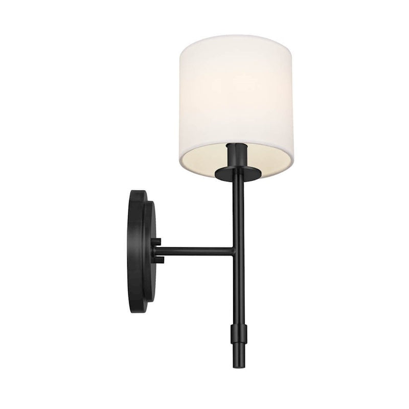 Kichler Ali 5in 1-Light Wall Sconce | Updated Traditional Polished Nickel & Fabric Shade | Bedroom & Living Room | 40W Candelabra | Model 52505PN