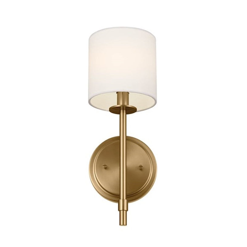 Kichler Ali 5in 1-Light Wall Sconce | Updated Traditional Polished Nickel & Fabric Shade | Bedroom & Living Room | 40W Candelabra | Model 52505PN