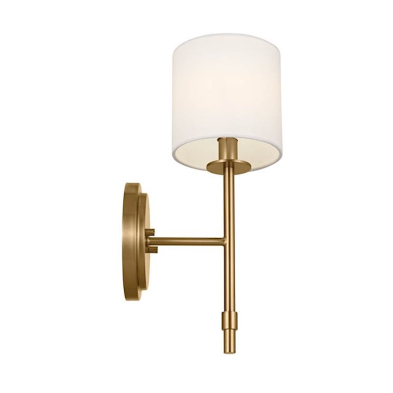 Kichler Ali 5in 1-Light Wall Sconce | Updated Traditional Polished Nickel & Fabric Shade | Bedroom & Living Room | 40W Candelabra | Model 52505PN