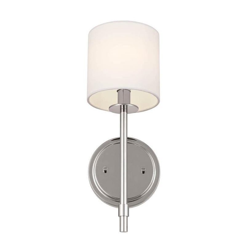 Kichler Ali 5in 1-Light Wall Sconce | Updated Traditional Polished Nickel & Fabric Shade | Bedroom & Living Room | 40W Candelabra | Model 52505PN