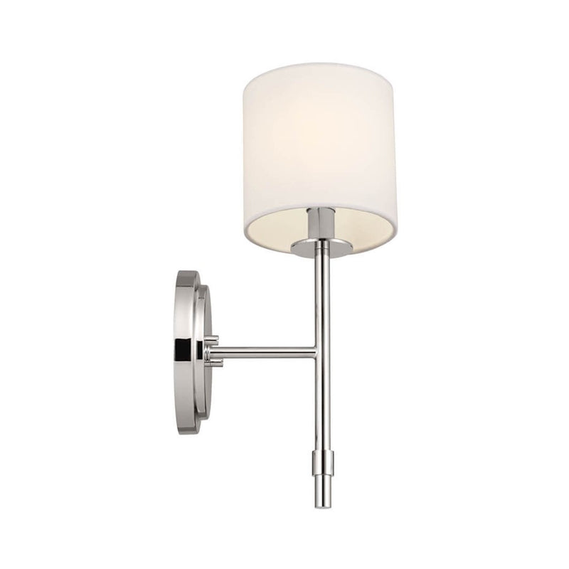 Kichler Ali 5in 1-Light Wall Sconce | Updated Traditional Polished Nickel & Fabric Shade | Bedroom & Living Room | 40W Candelabra | Model 52505PN