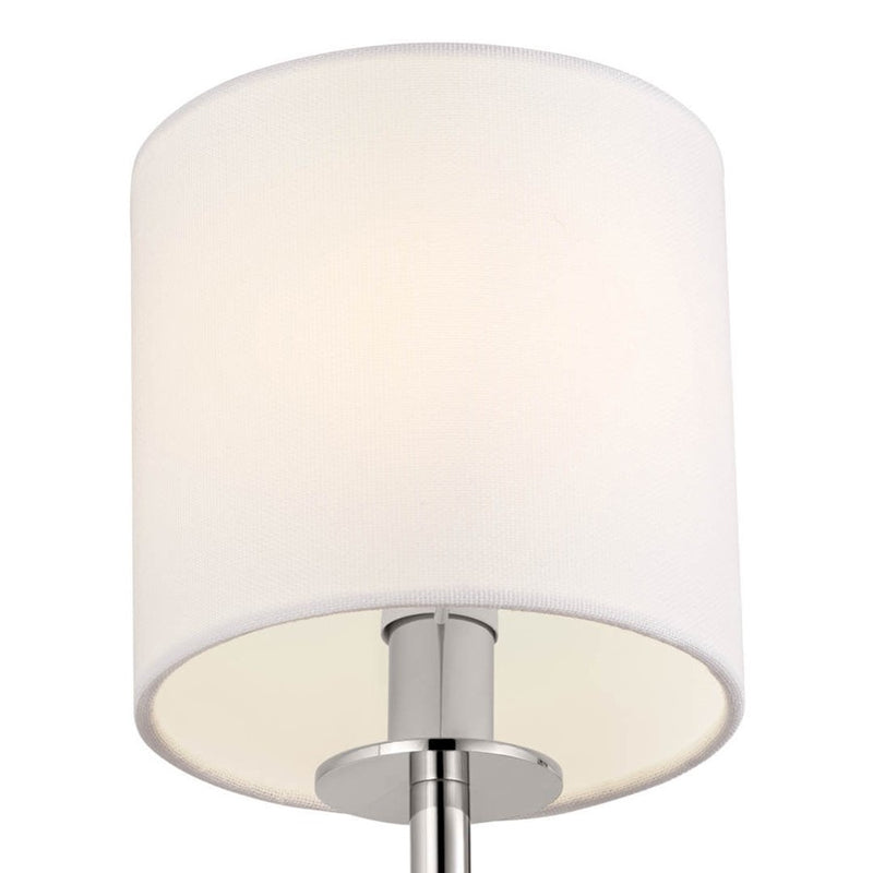 Kichler Ali 5in 1-Light Wall Sconce | Updated Traditional Polished Nickel & Fabric Shade | Bedroom & Living Room | 40W Candelabra | Model 52505PN
