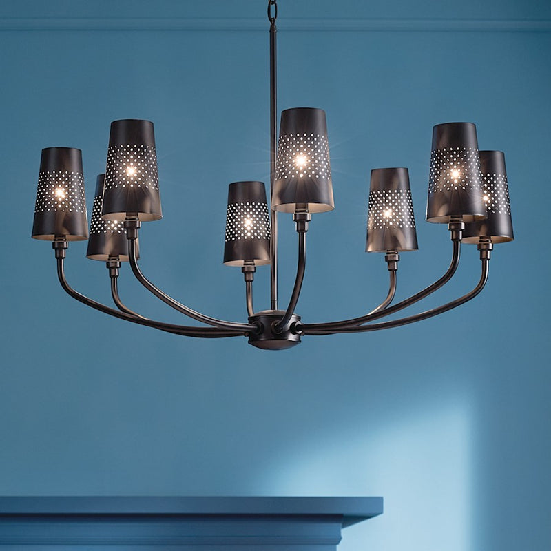 Kichler Adeena 24.5in 8-Light Chandelier | Updated Traditional Classic Pewter Metal Shade | Dining Room | 24.5 in H | Model 52509CLP