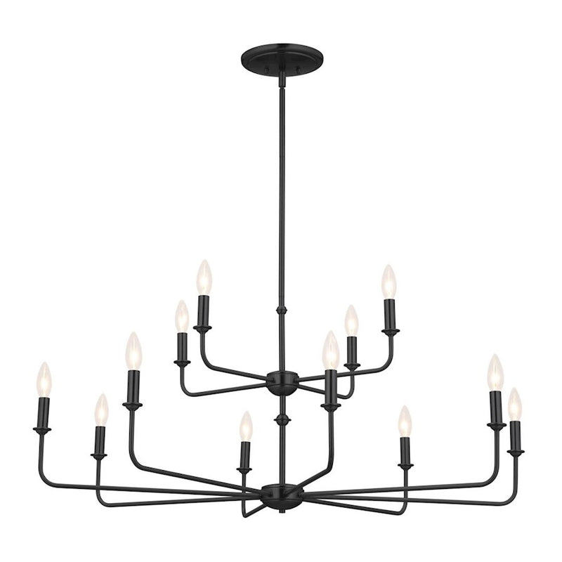 Kichler Pallas 23in 12-Light Chandelier | Updated Traditional Polished Nickel and Fabric Shade | Dining Room & Foyer | 23 in H | Model 52518PN