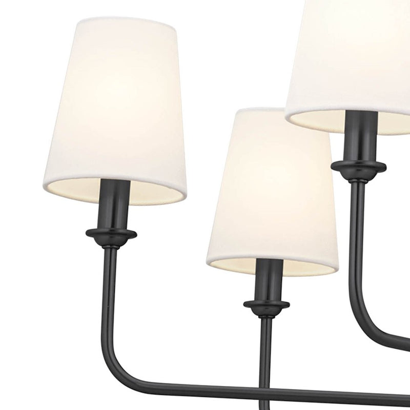 Kichler Pallas 23in 12-Light Chandelier | Updated Traditional Polished Nickel and Fabric Shade | Dining Room & Foyer | 23 in H | Model 52518PN