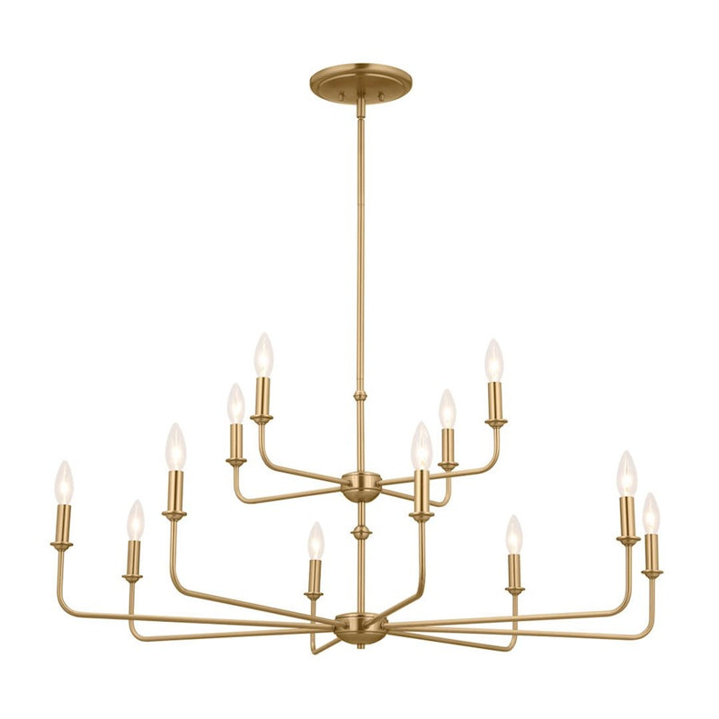 Kichler Pallas 23in 12-Light Chandelier | Updated Traditional Polished Nickel and Fabric Shade | Dining Room & Foyer | 23 in H | Model 52518PN
