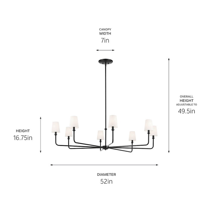 Kichler Pallas 8 Light Round 16.75" Chandelier 1 Tier Large, Black