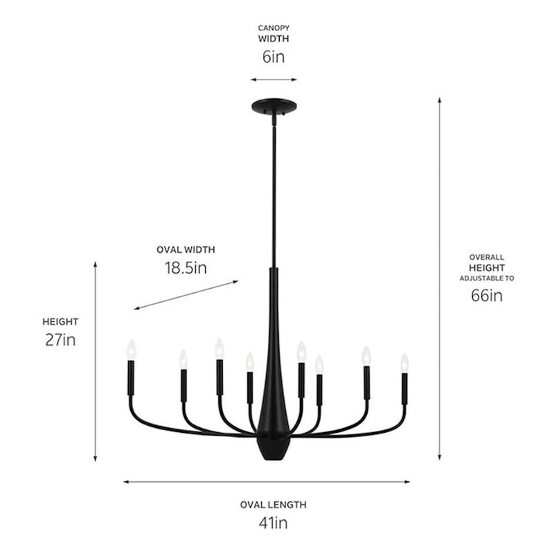 Kichler Deela 41in 8-Light Oval Chandelier | Soft Modern White Steel | Dining Room & Living Room | 41 x 18 x 27 in | Model 52528WH