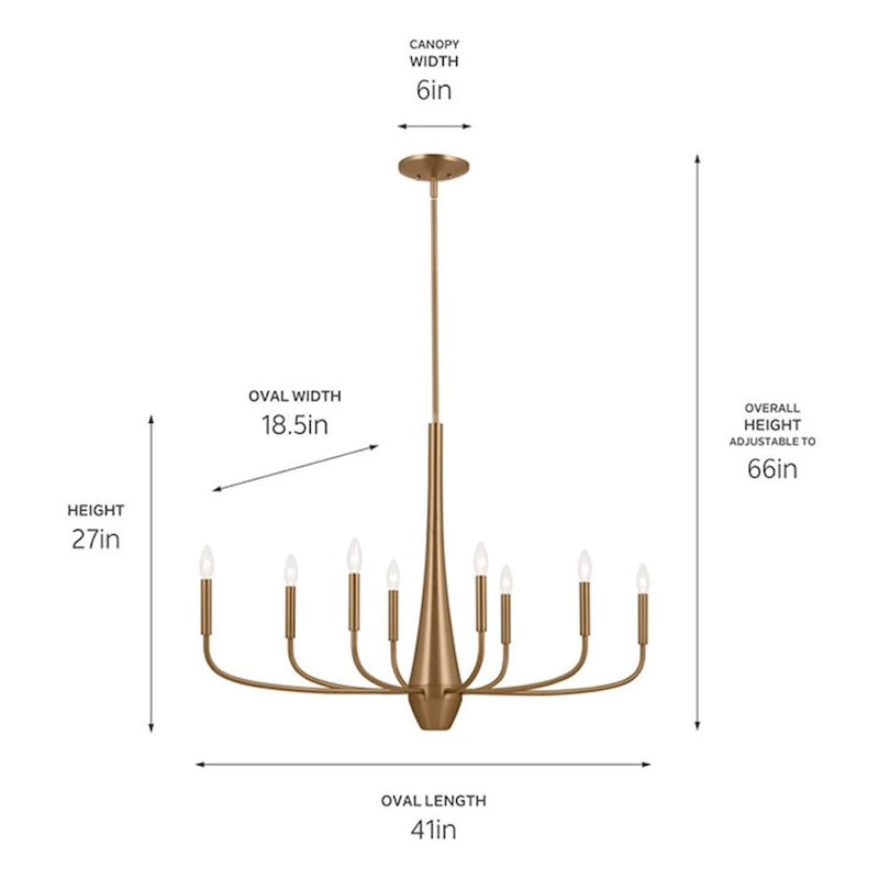 Kichler Deela 41in 8-Light Oval Chandelier | Soft Modern White Steel | Dining Room & Living Room | 41 x 18 x 27 in | Model 52528WH