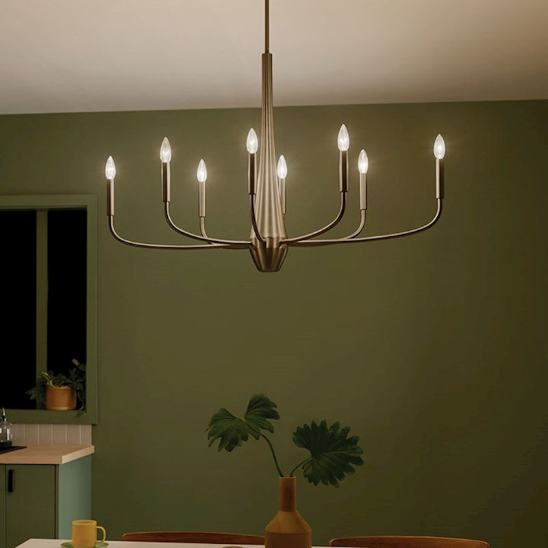 Kichler Deela 41in 8-Light Oval Chandelier | Soft Modern White Steel | Dining Room & Living Room | 41 x 18 x 27 in | Model 52528WH