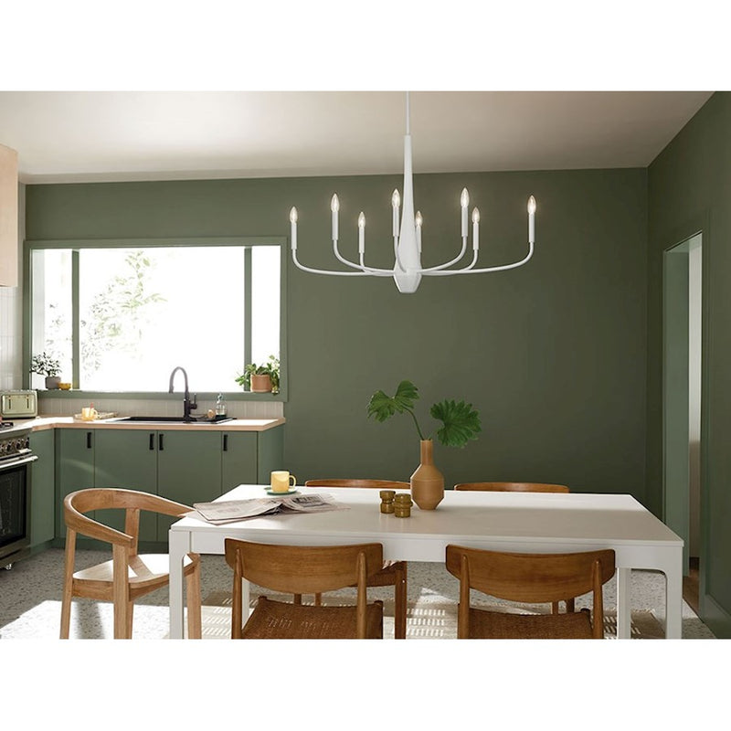 Kichler Deela 41in 8-Light Oval Chandelier | Soft Modern White Steel | Dining Room & Living Room | 41 x 18 x 27 in | Model 52528WH