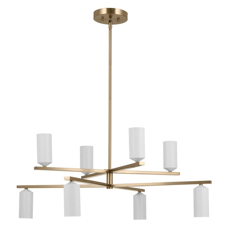 Kichler Gala 56in 12-Light Chandelier | Minimalist Champagne Bronze and White Metal | Dining Room & Living Room | 16 in H | Model 52533CPZWH