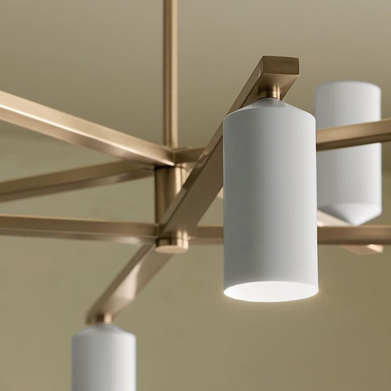 Kichler Gala 56in 12-Light Chandelier | Minimalist Champagne Bronze and White Metal | Dining Room & Living Room | 16 in H | Model 52533CPZWH