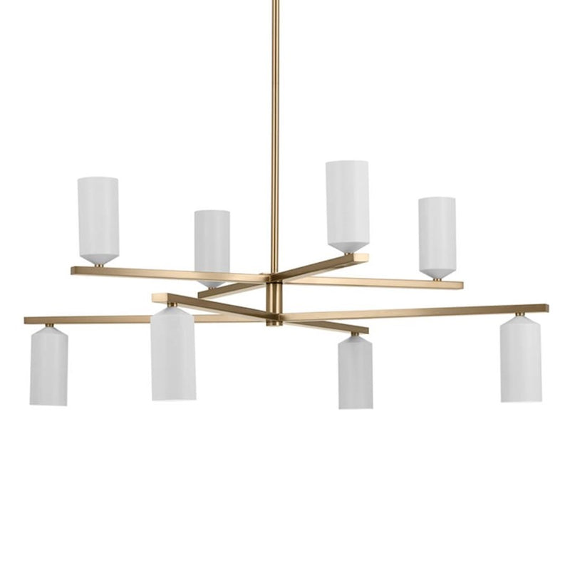 Kichler Gala 56in 12-Light Chandelier | Minimalist Champagne Bronze and White Metal | Dining Room & Living Room | 16 in H | Model 52533CPZWH