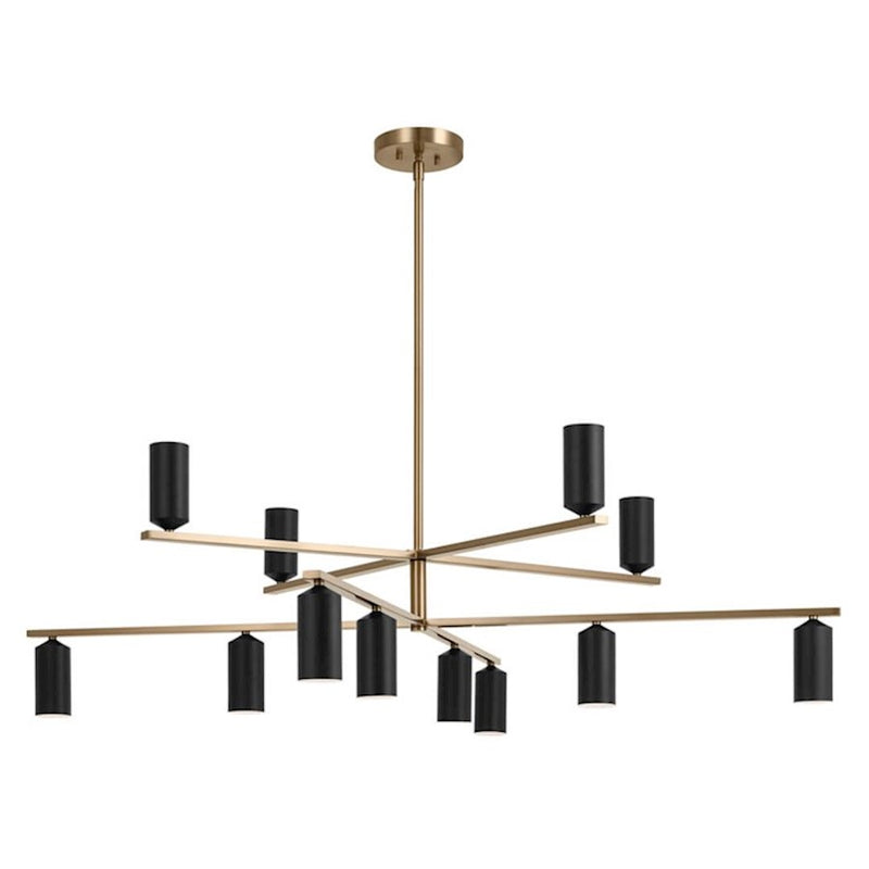 Kichler Gala 56in 12-Light Chandelier | Minimalist Champagne Bronze and White Metal | Dining Room & Living Room | 16 in H | Model 52533CPZWH