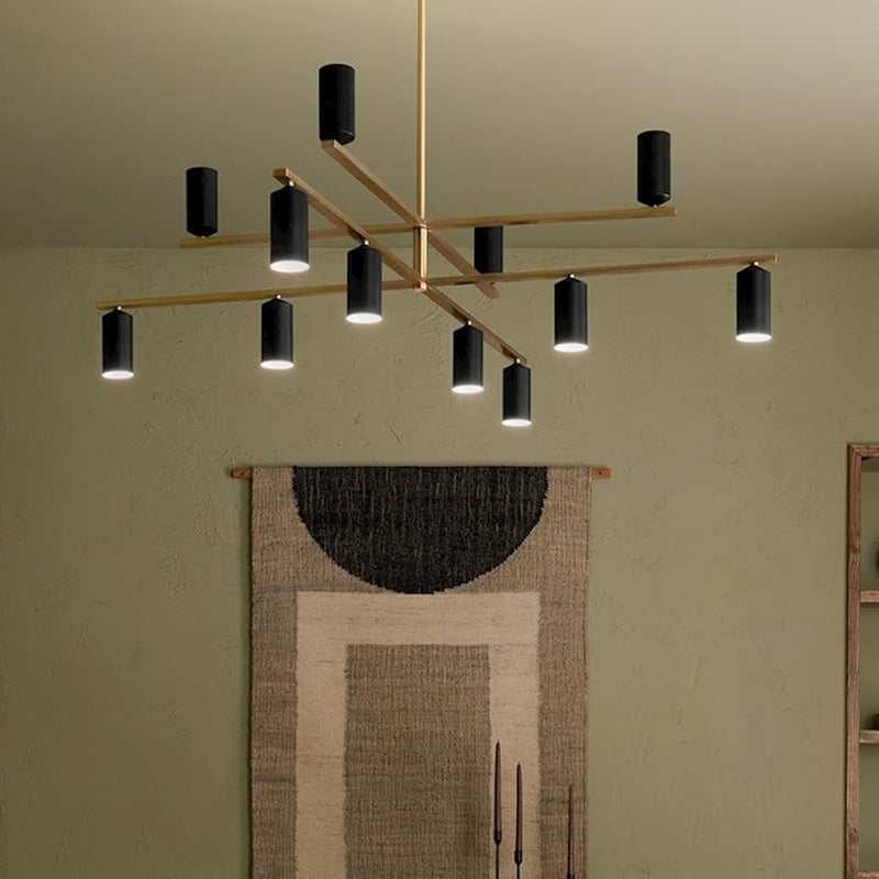 Kichler Gala 56in 12-Light Chandelier | Minimalist Champagne Bronze and White Metal | Dining Room & Living Room | 16 in H | Model 52533CPZWH