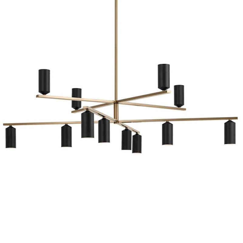 Kichler Gala 56in 12-Light Chandelier | Minimalist Champagne Bronze and White Metal | Dining Room & Living Room | 16 in H | Model 52533CPZWH